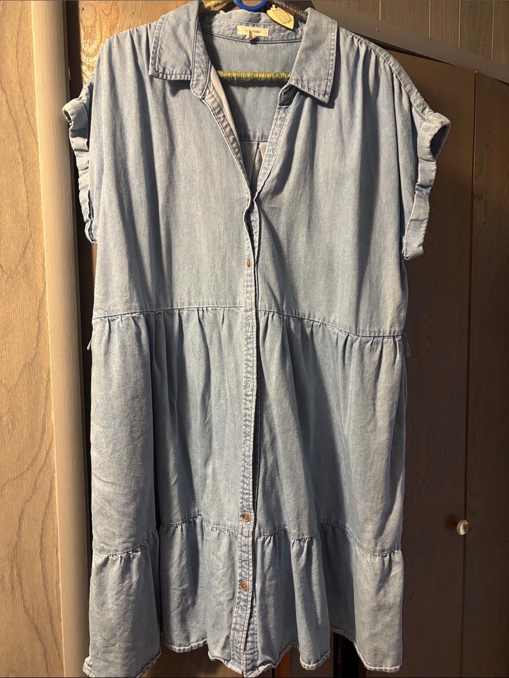 Maurice’s Tiered Denim Collared Dress Jean Short Sleeve